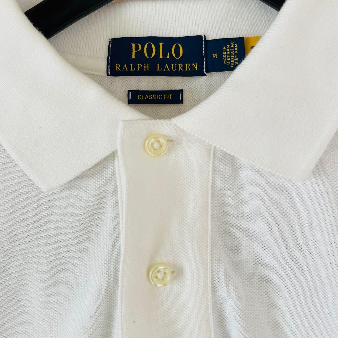【ポロ・ラルフ・ローレン 】長袖ポロシャツ ホワイト メンズ 新品 美品 M