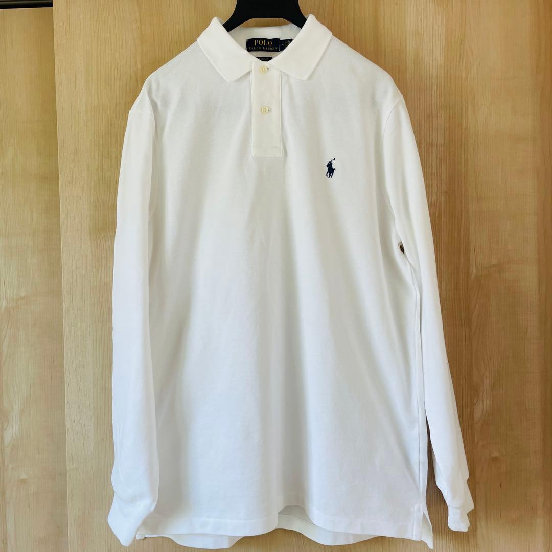 【ポロ・ラルフ・ローレン 】長袖ポロシャツ ホワイト メンズ 新品 美品 M