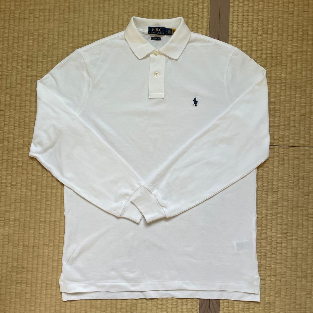 【ポロ・ラルフ・ローレン 】長袖ポロシャツ ホワイト メンズ 新品 美品 M