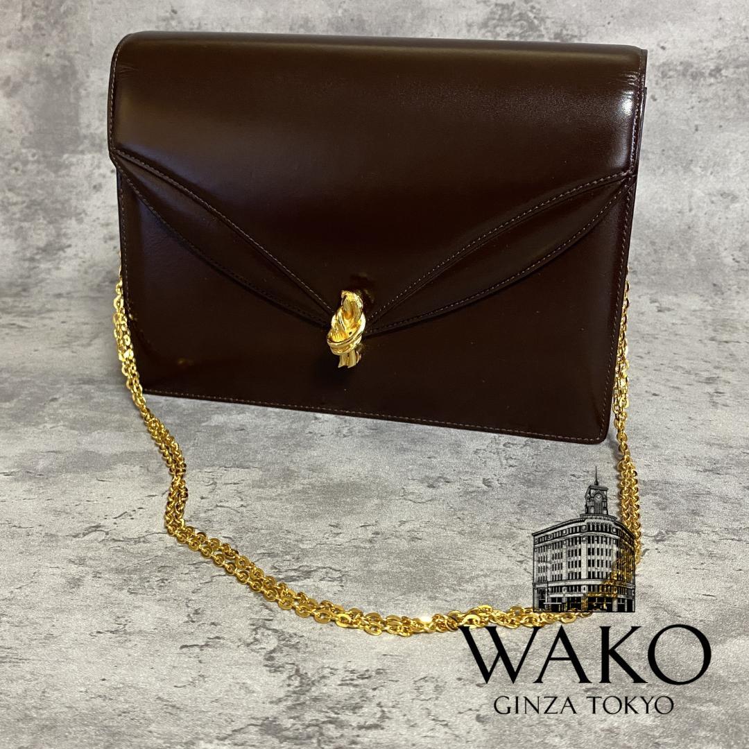 ✨極美品✨銀座和光 WAKO レザー チェーン ショルダーバッグ ゴールド