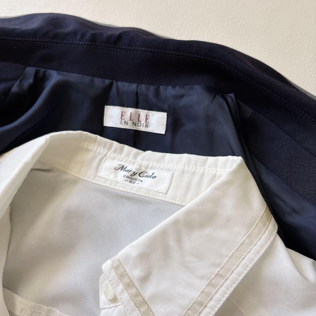 極美品 エルアンノワール 160 フォーマルセットアップ5点セット 紺 グレー