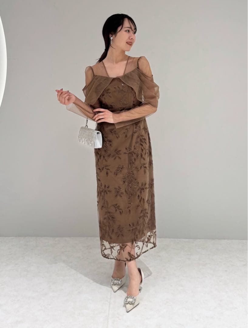 LEJA チュールロングスリーブリーフ結婚式パーティードレスお呼ばれオケージョン