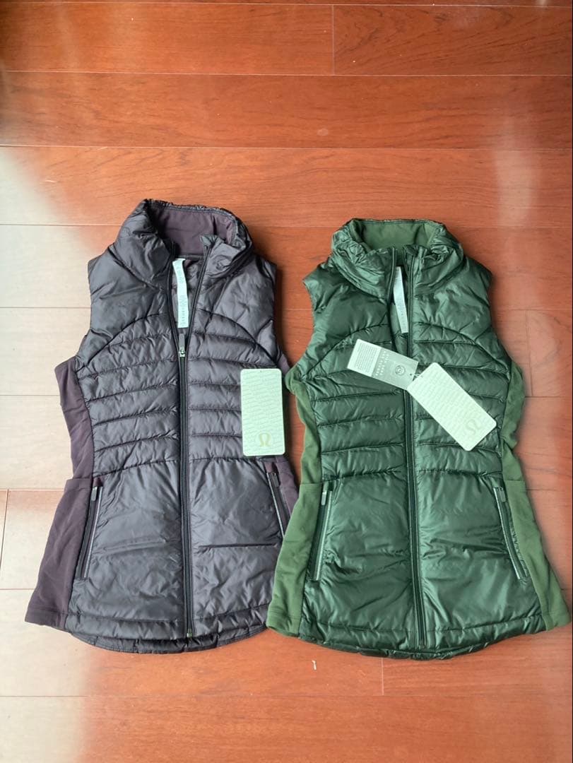 【新品】ルルレモン　ダウンベスト 　パープルのみ1枚　サイズ２