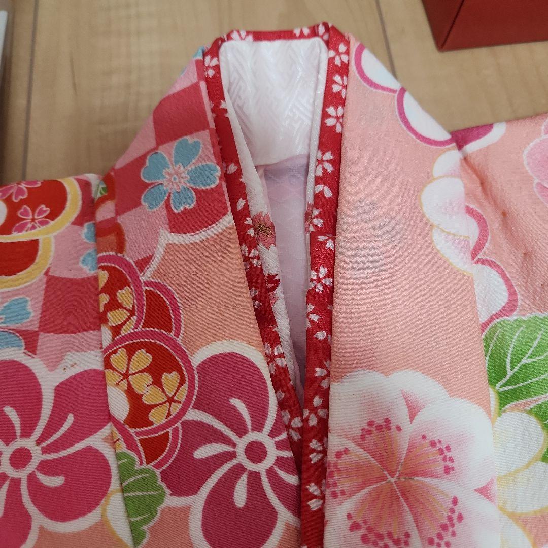 七五三 女の子 着物 帯 小物 セット 赤とピンク 花柄 さくら 7歳 式部浪漫