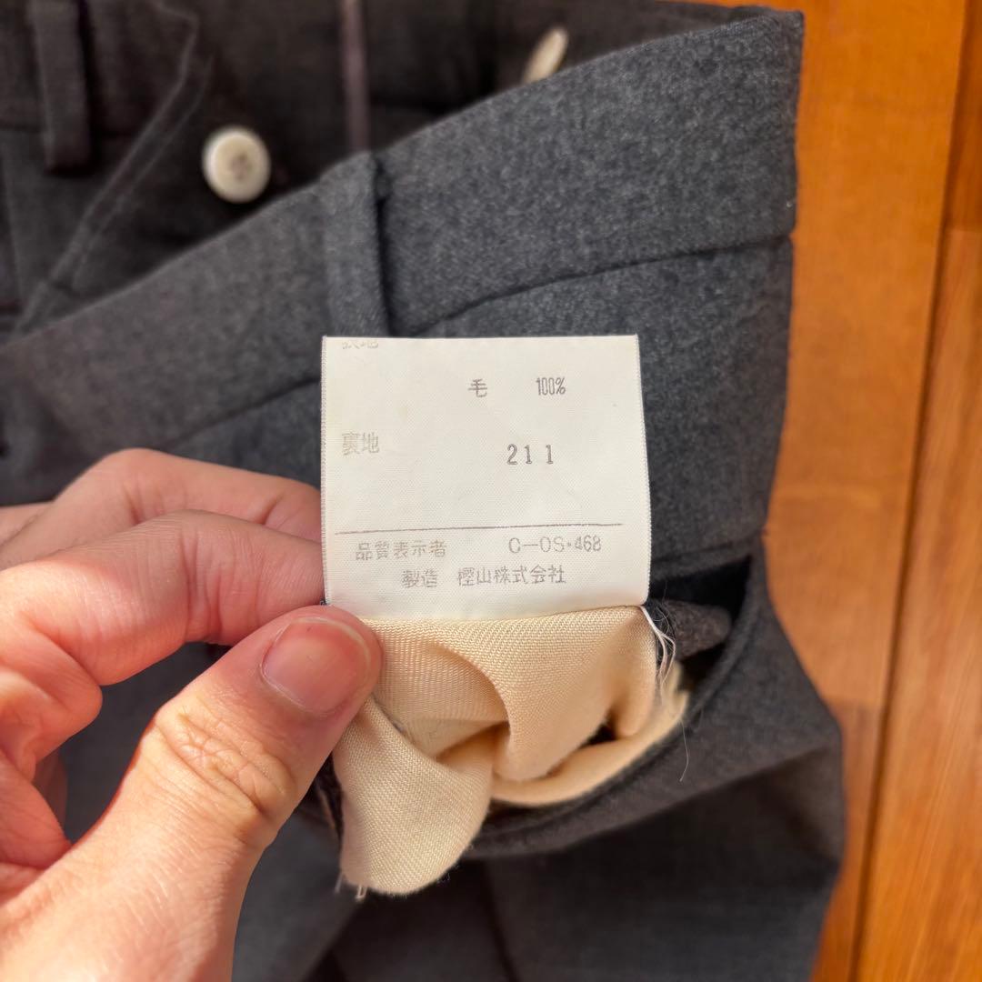 80s〜90s ラルフローレン　グレー　2タックワイドウールスラックス　シティー