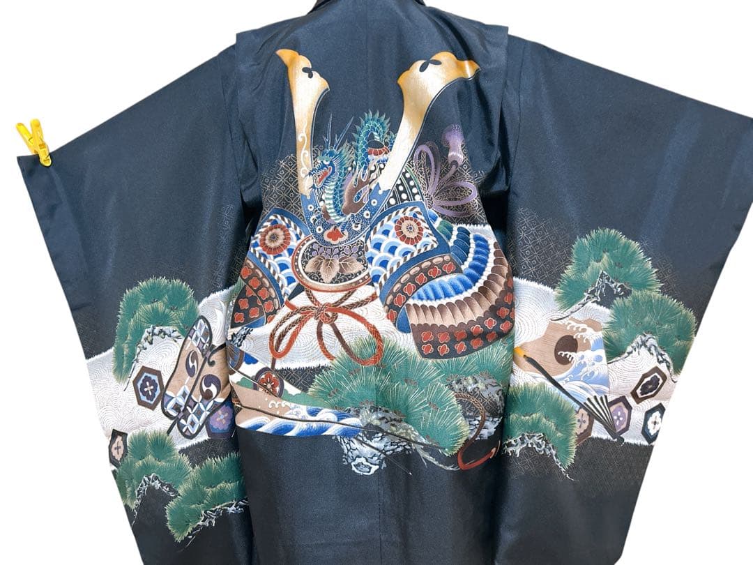 7歳用黒×ゴールド♡七五三　フルセット　男の子　黒系　兜　大きめ