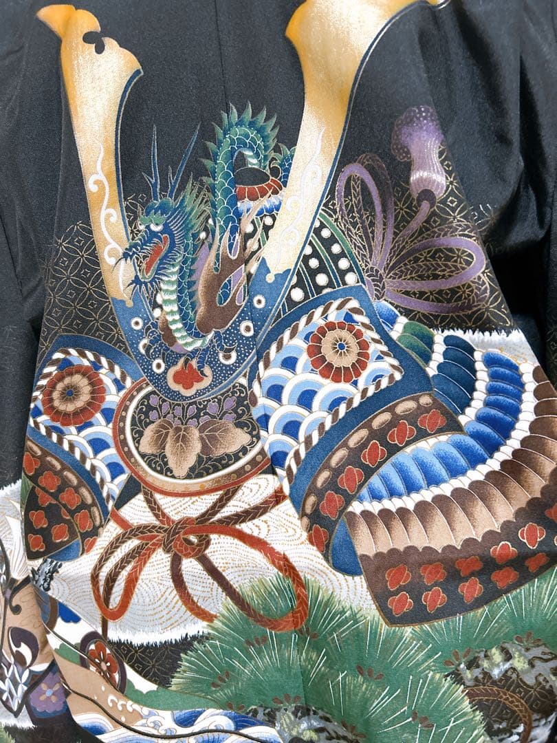 7歳用黒×ゴールド♡七五三　フルセット　男の子　黒系　兜　大きめ