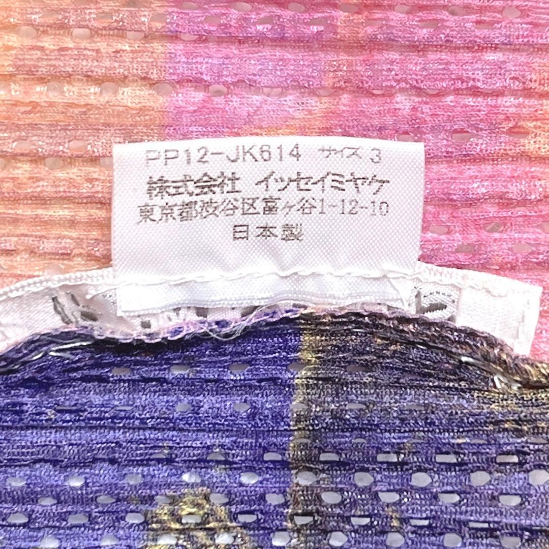 【極美品】プリーツプリーズ トップス L 半袖 グラフィック 転写 マルチカラー