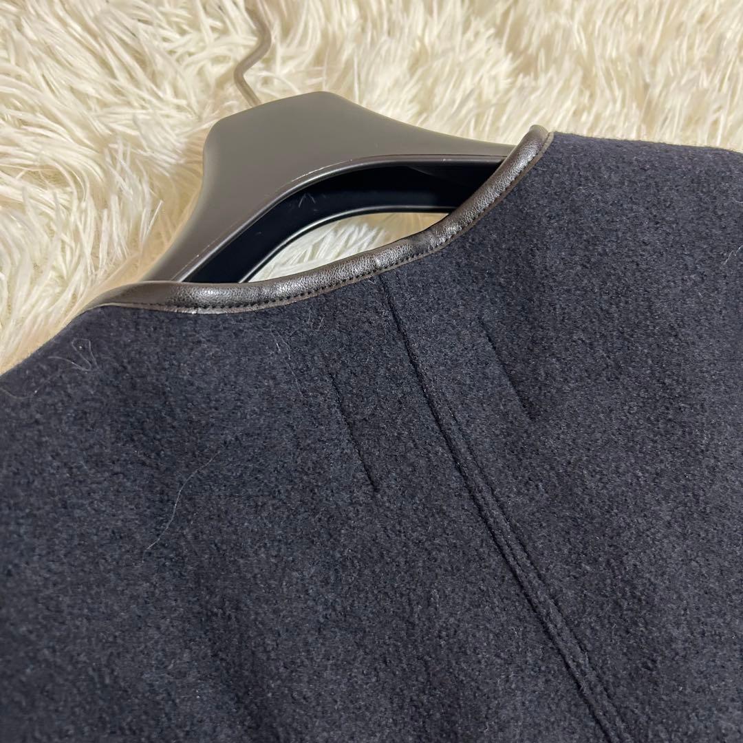 新品タグ付✨冬春に◎23区 2023年モデル ウール混ノーカラーアウター コート