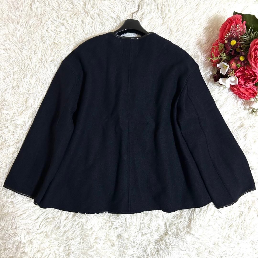 新品タグ付✨冬春に◎23区 2023年モデル ウール混ノーカラーアウター コート