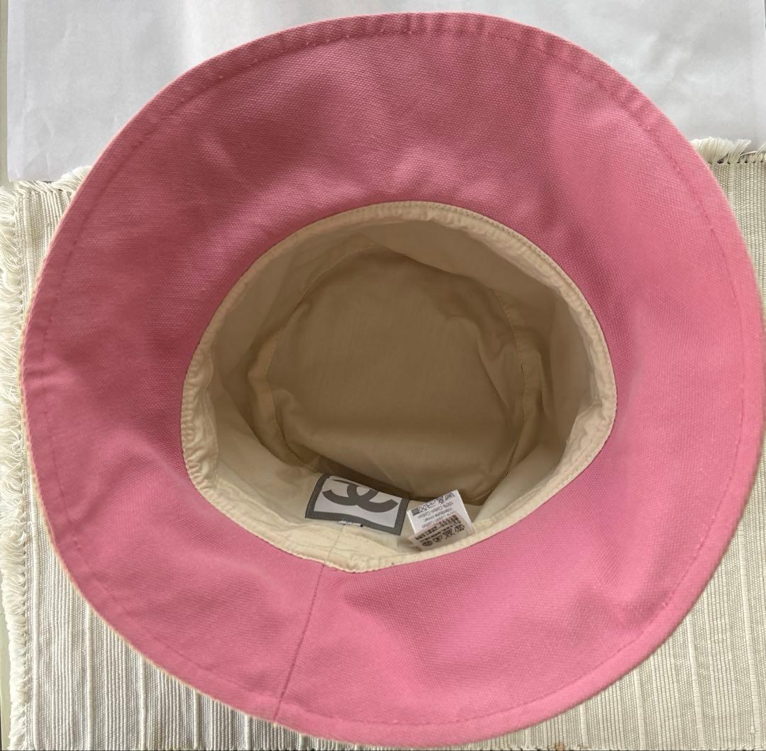 シャネル　スポーツライン　バケットハット　キャンバス生地　ピンク　57