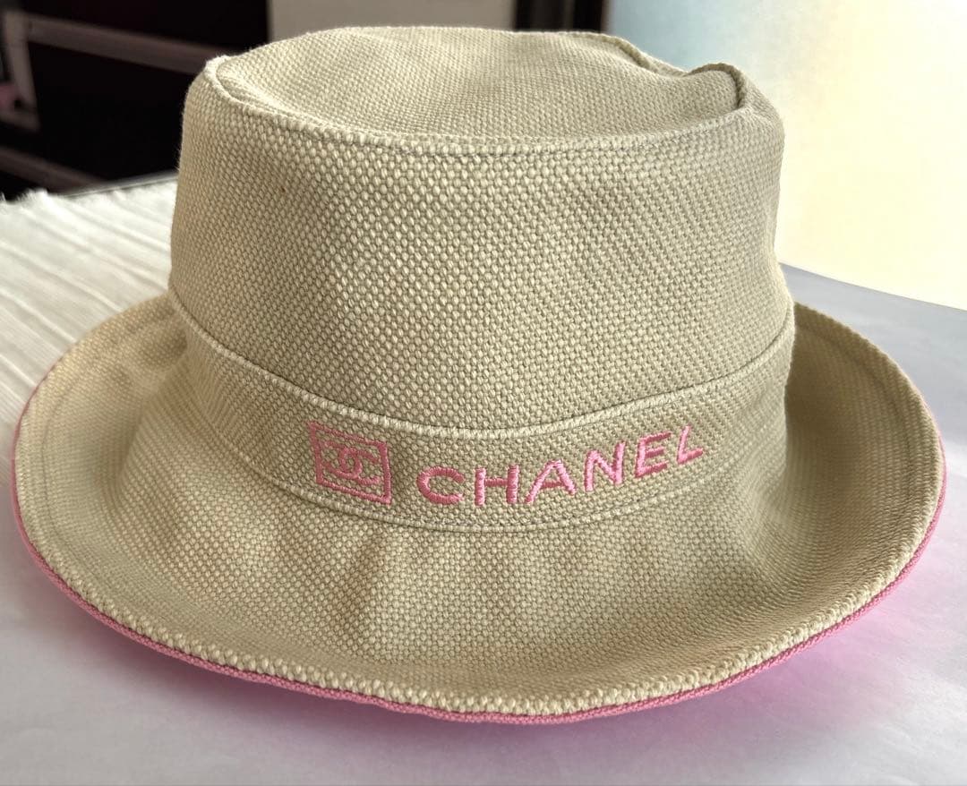 シャネル　スポーツライン　バケットハット　キャンバス生地　ピンク　57