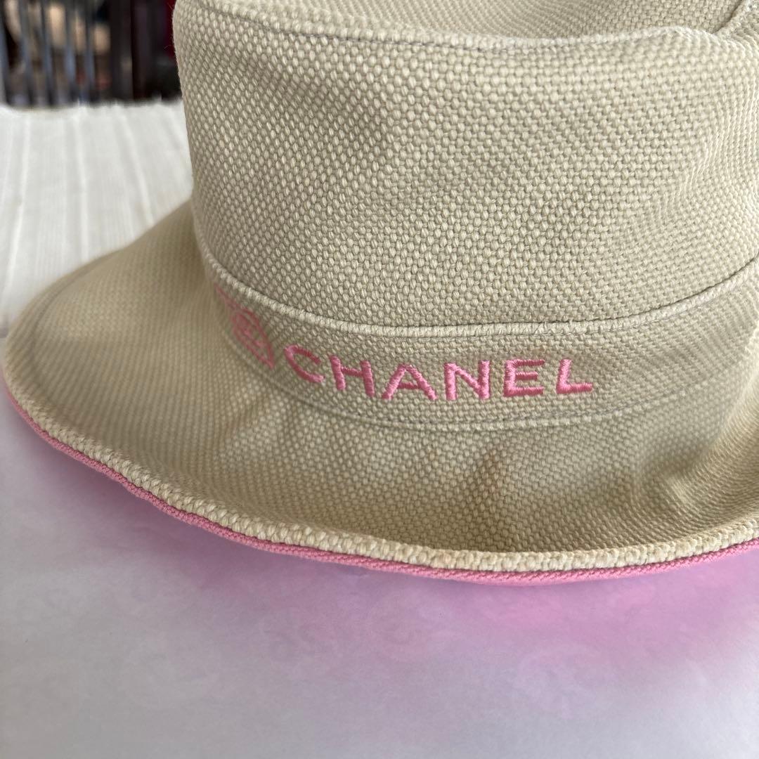 シャネル　スポーツライン　バケットハット　キャンバス生地　ピンク　57