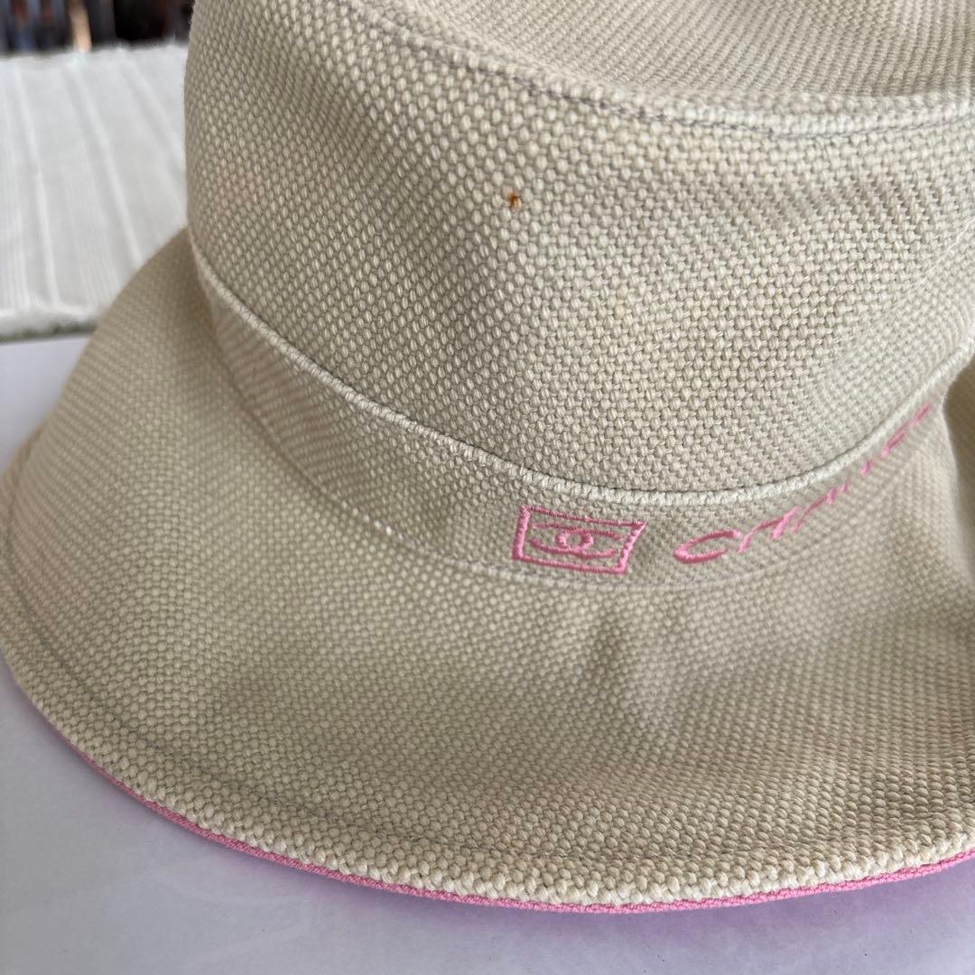 シャネル　スポーツライン　バケットハット　キャンバス生地　ピンク　57