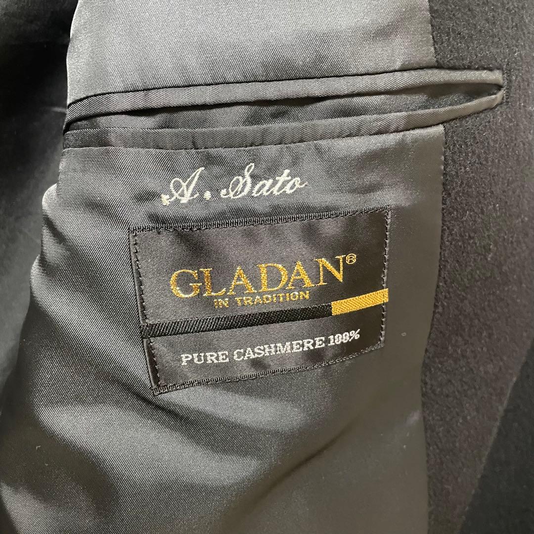 カシミヤ100％ ダブルブレステッド ブラック ロングコート サイズL〜XL