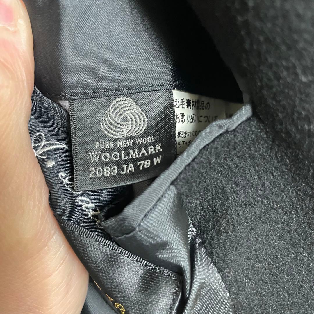 カシミヤ100％ ダブルブレステッド ブラック ロングコート サイズL〜XL