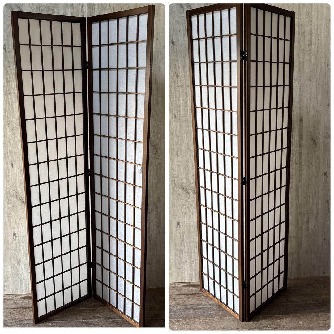 障子スクリーン 木製フレーム パーテーション 衝立 和風 2連+4連 目隠し