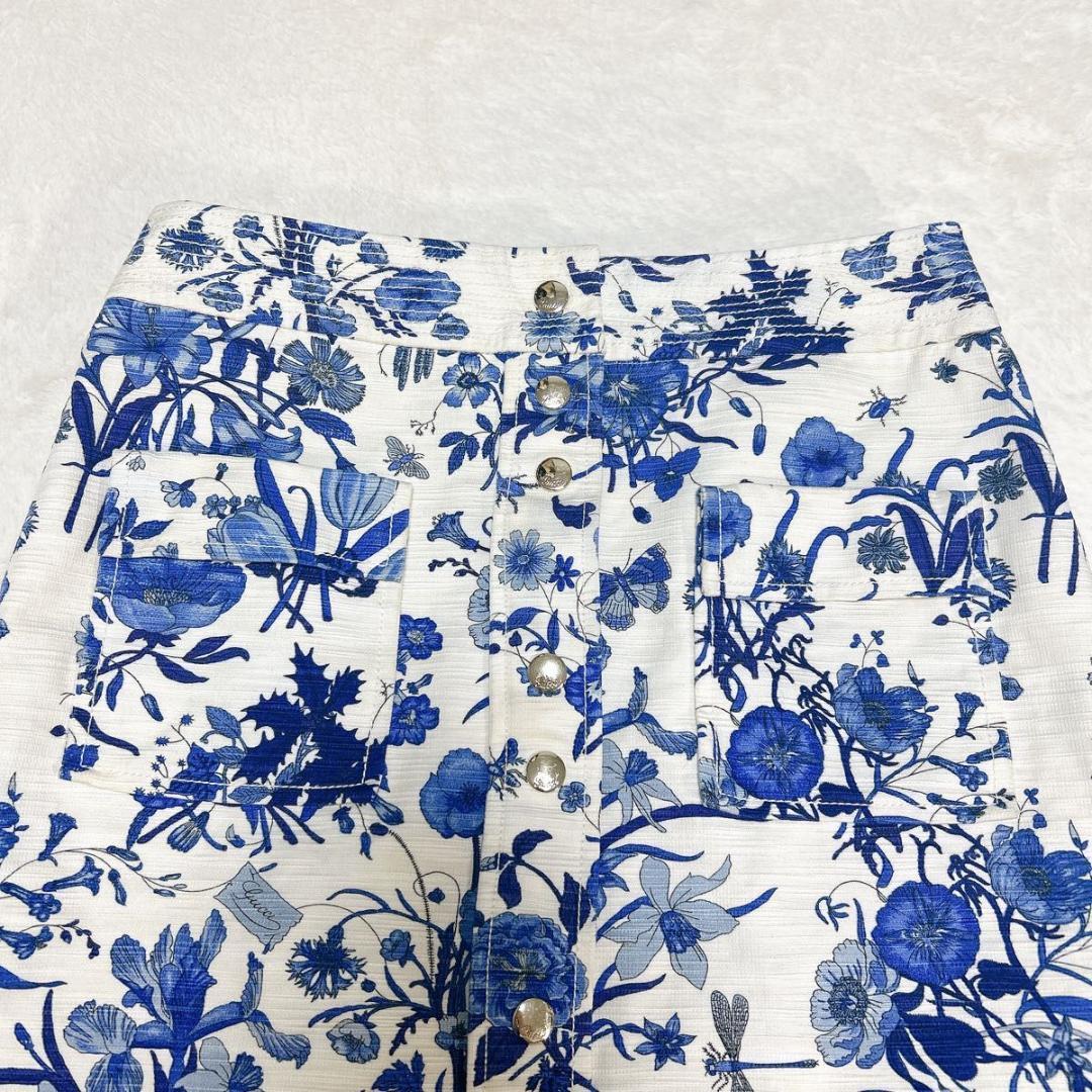 美品 GUCCI グッチ ボタニカル スカート 花柄 フラワー 文字ロゴ