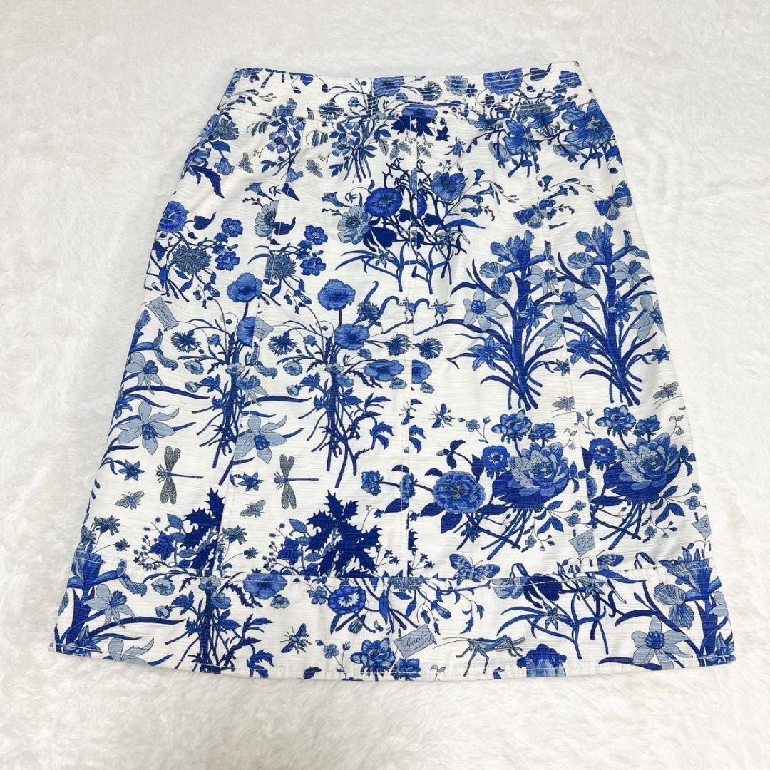 美品 GUCCI グッチ ボタニカル スカート 花柄 フラワー 文字ロゴ