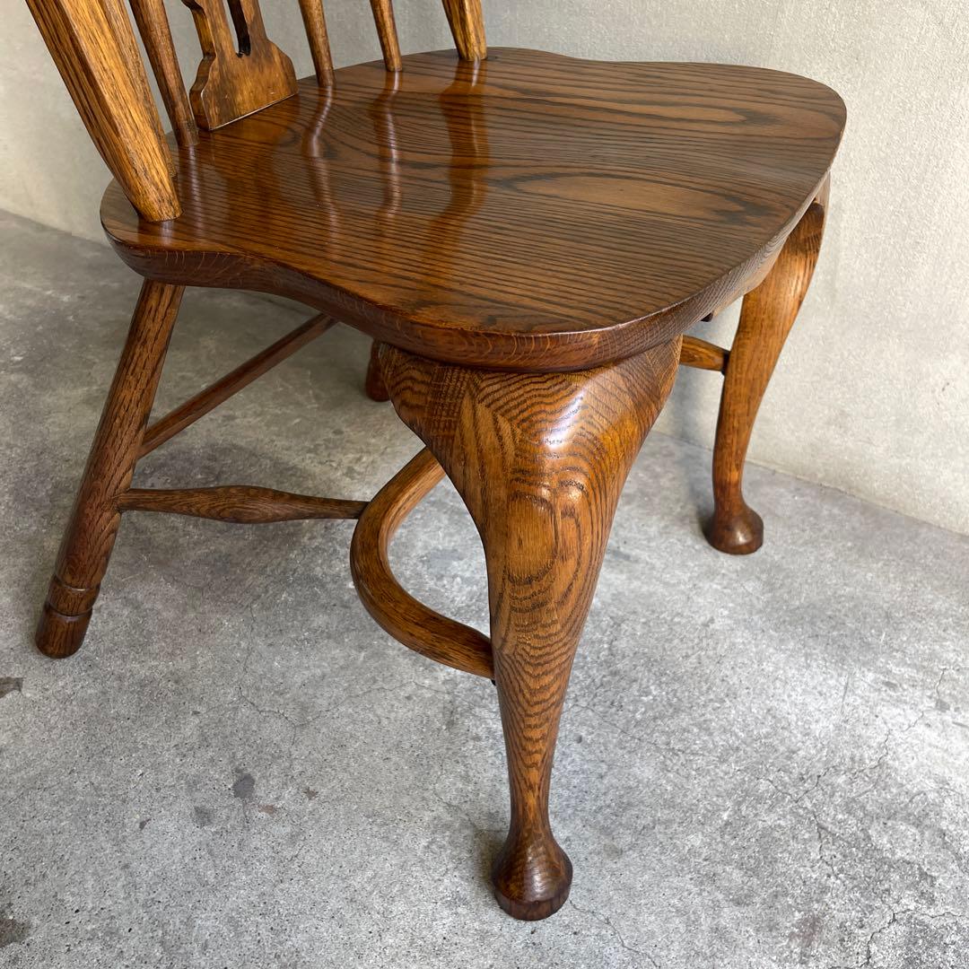 オールドヴィンテージ　オークウィンザーチェア　カントリー　猫脚