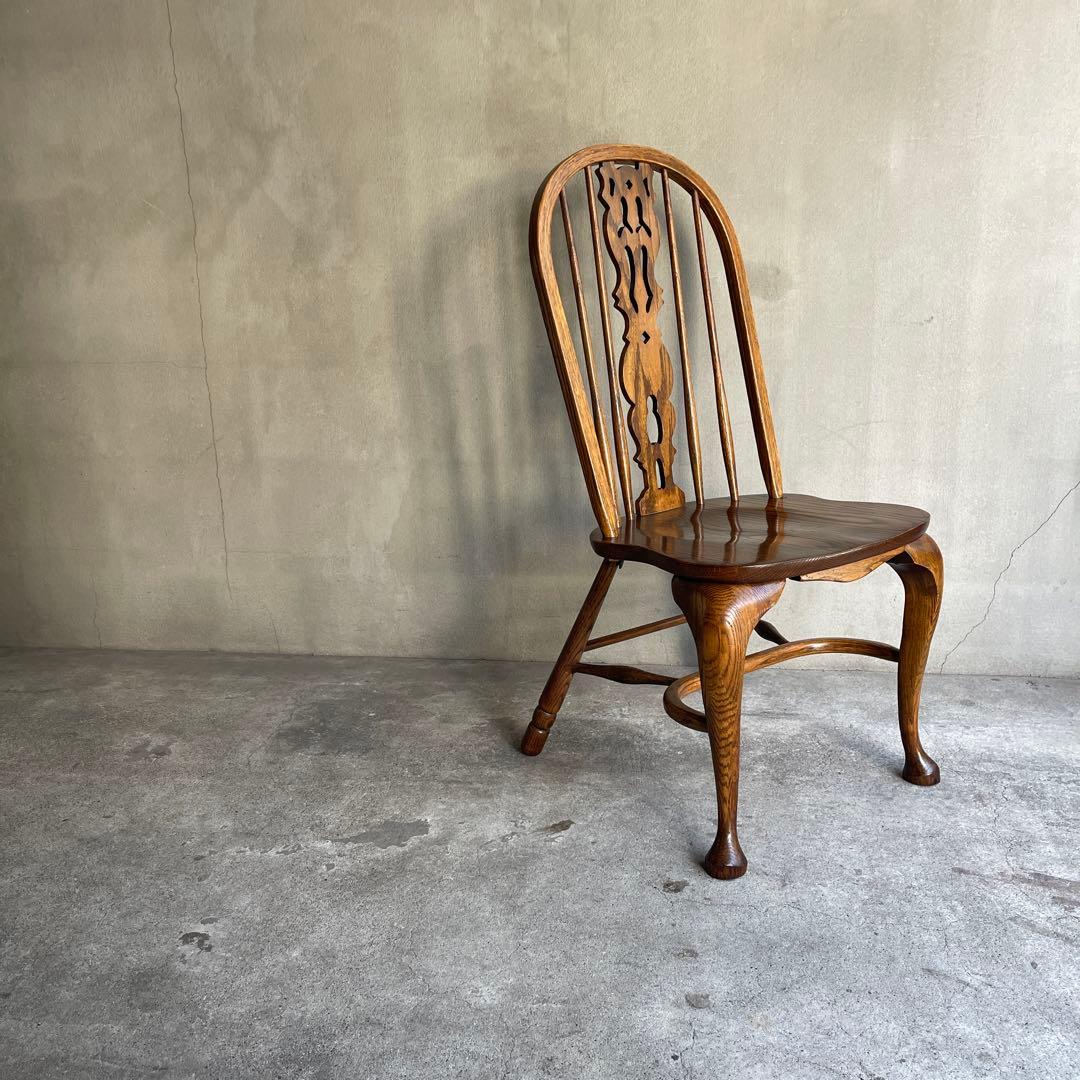 オールドヴィンテージ　オークウィンザーチェア　カントリー　猫脚