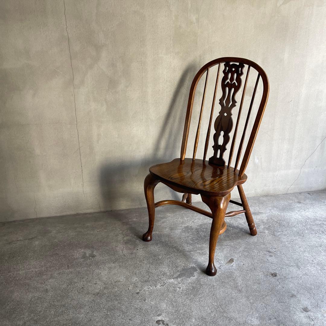 オールドヴィンテージ　オークウィンザーチェア　カントリー　猫脚