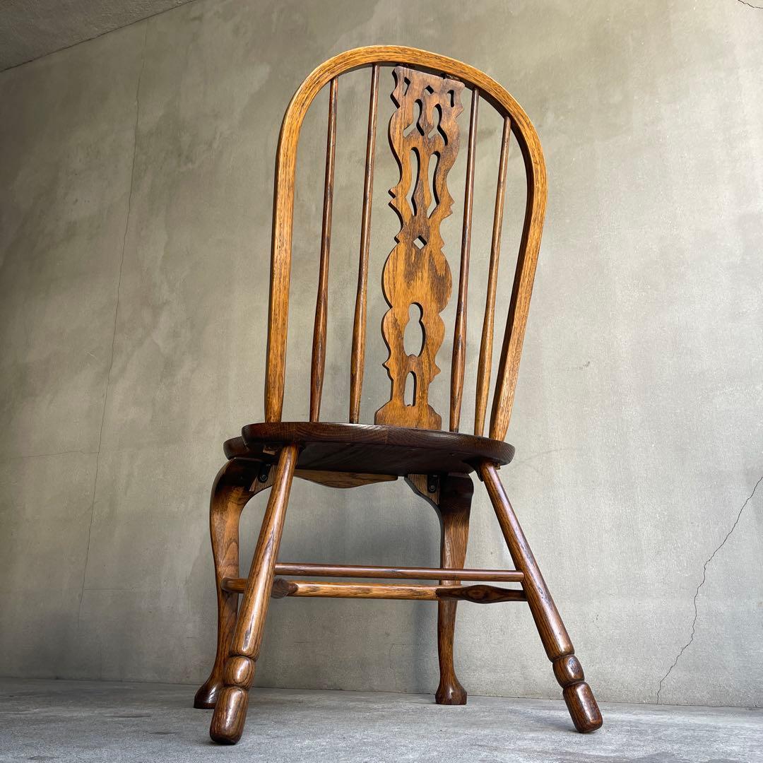 オールドヴィンテージ　オークウィンザーチェア　カントリー　猫脚