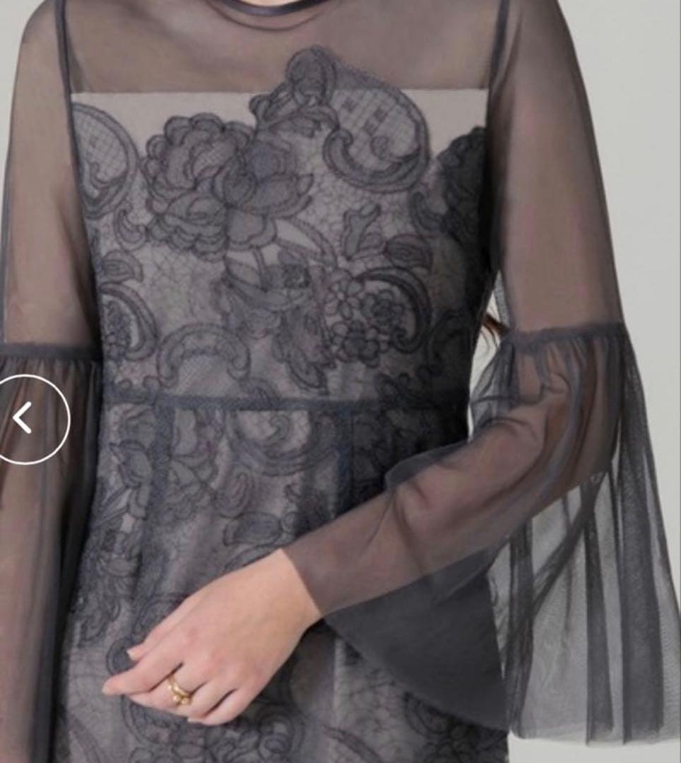 ほぼ新品❤️ Leja 異素材シアー刺繍レース プリーツ Iラインスカート S