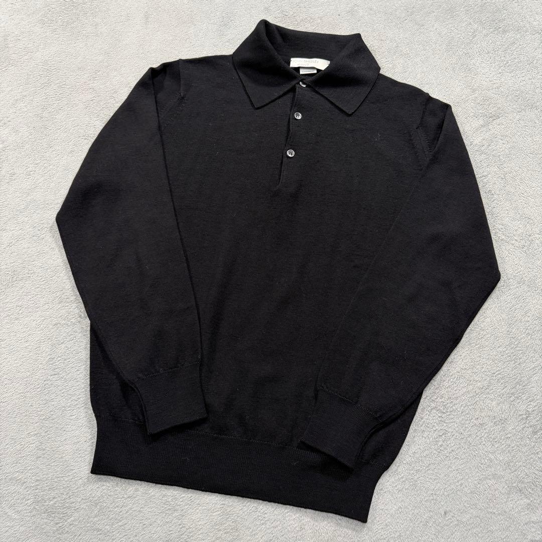 ジョンスメドレー 長袖ニットポロシャツ　Sサイズ 黒