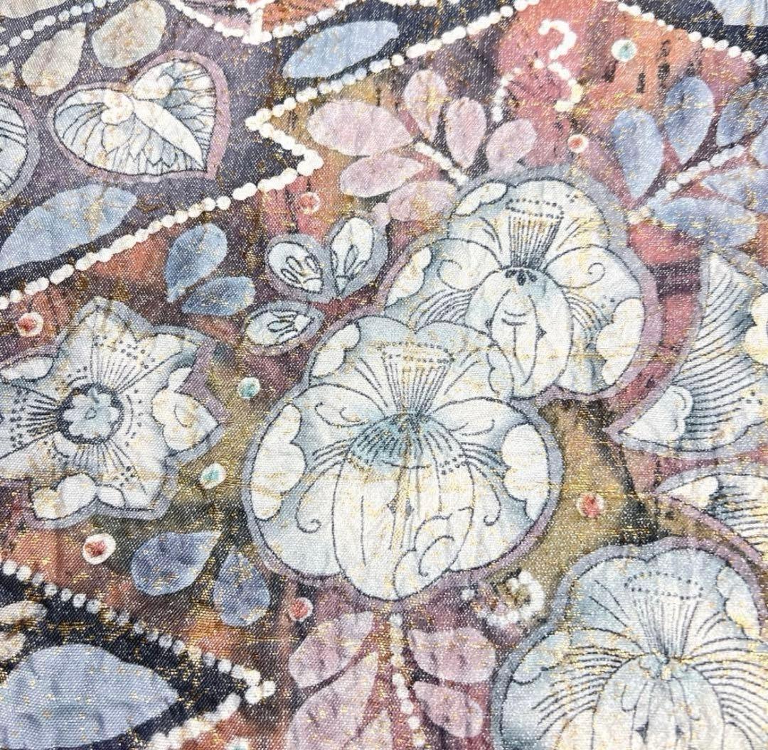 最終値下げ❗️袋帯　辻ヶ花　絞り　格子　椿　桔梗　藤　松皮菱　着物　帯