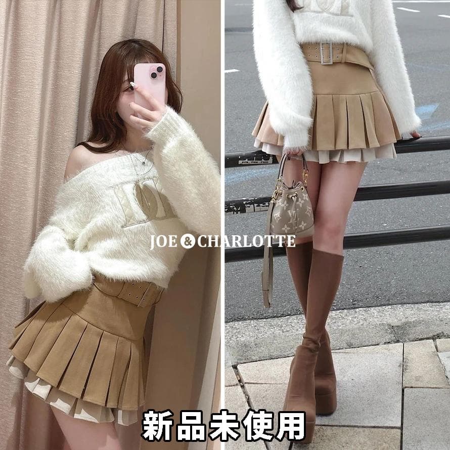 ダーリッチ darich ダブルプリーツミニスカート BEG ベージュ S