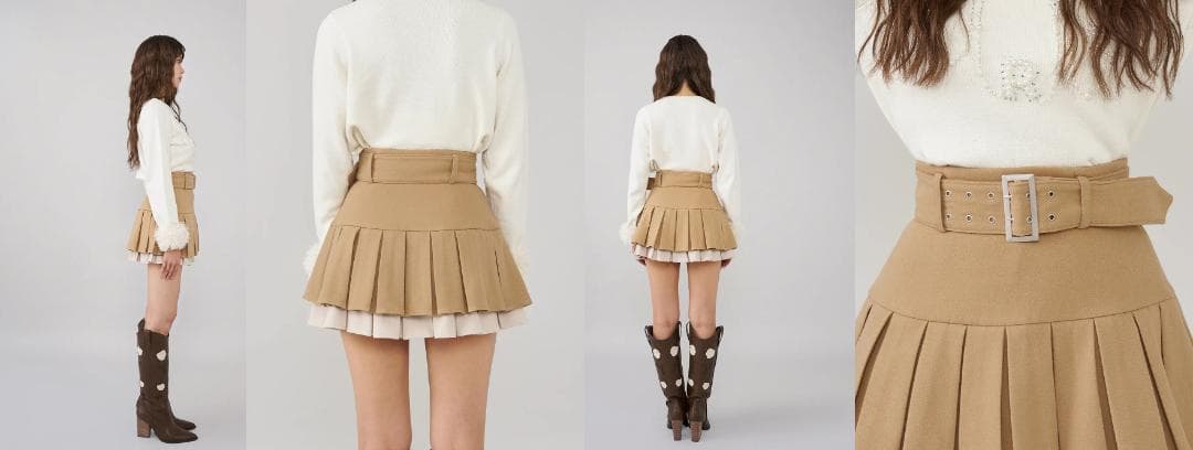 ダーリッチ darich ダブルプリーツミニスカート BEG ベージュ S