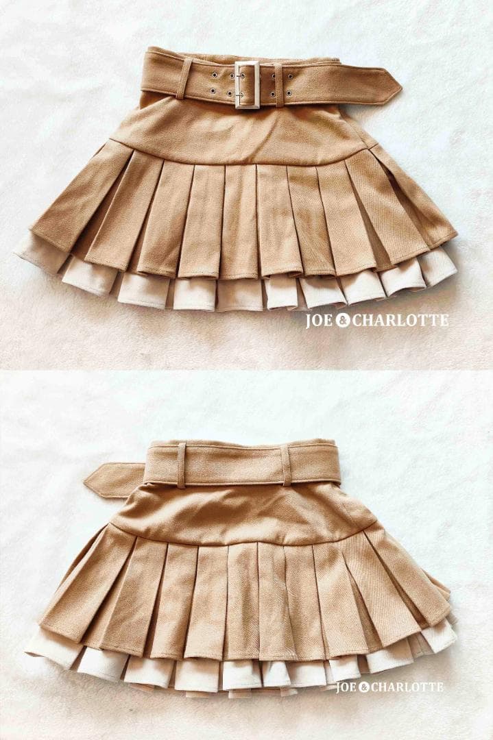 ダーリッチ darich ダブルプリーツミニスカート BEG ベージュ S