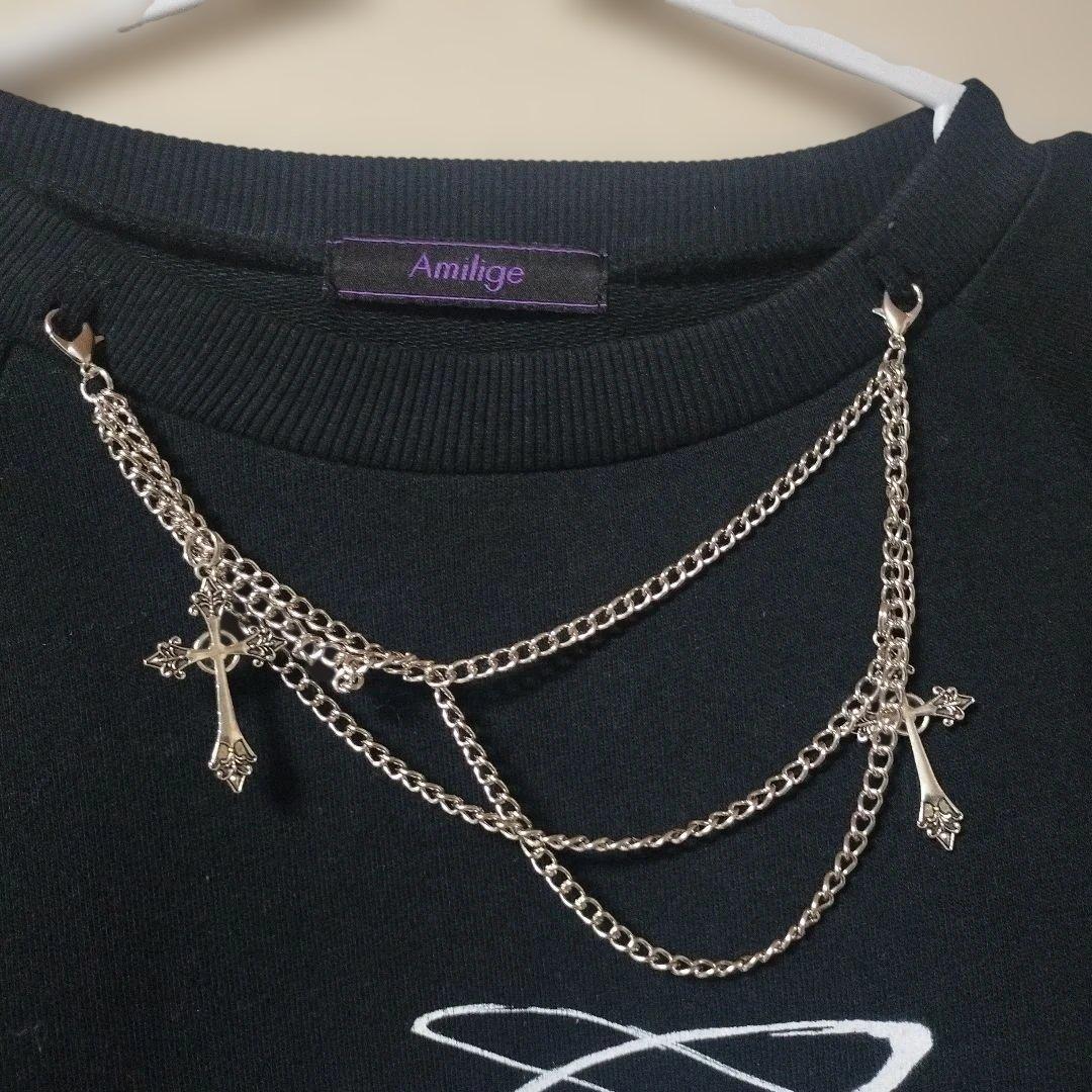 amilige アミリージュ　くま　プリントスウェット　ブラック