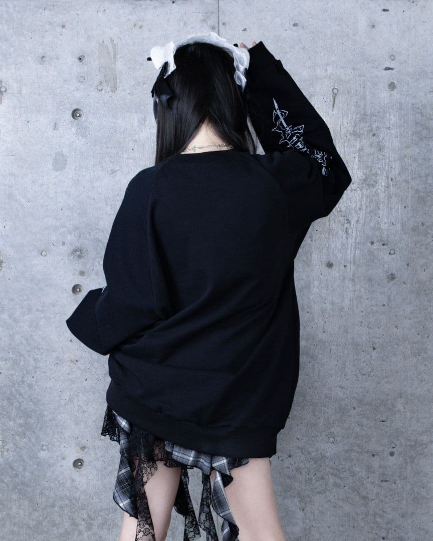 amilige アミリージュ　くま　プリントスウェット　ブラック