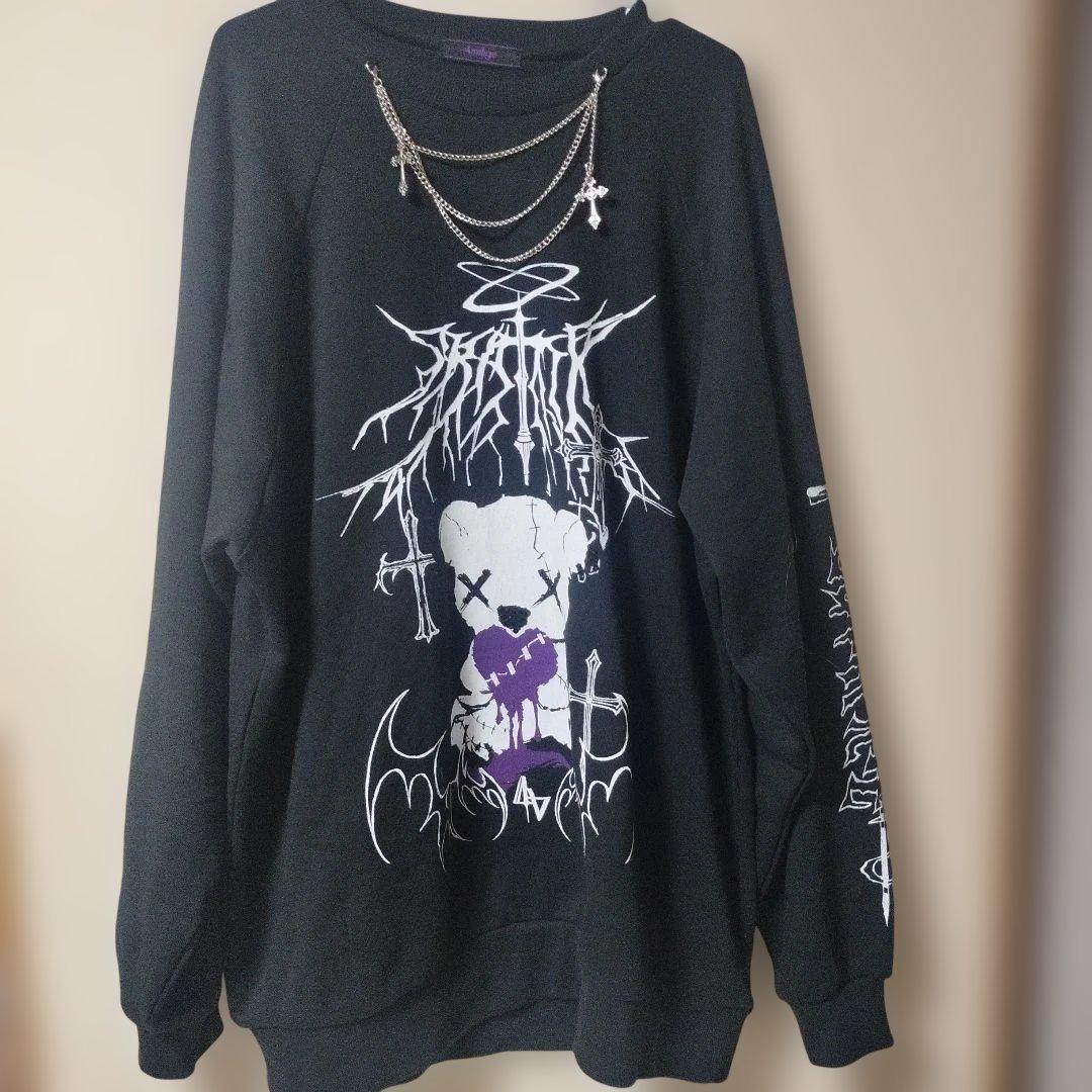 amilige アミリージュ　くま　プリントスウェット　ブラック