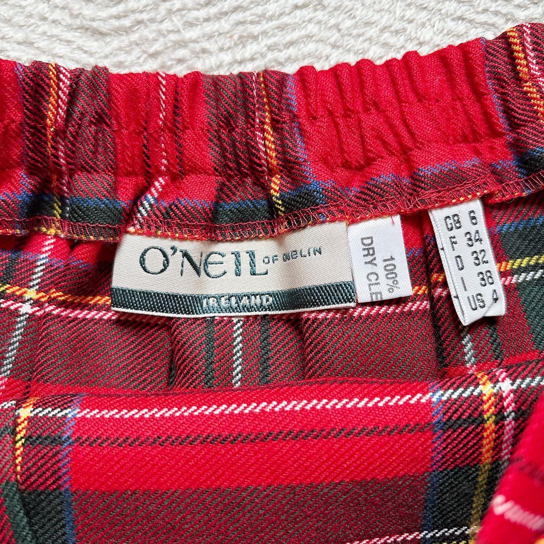 美品O’NEIL of DUBLIN タータンチェックラップスカートウール100