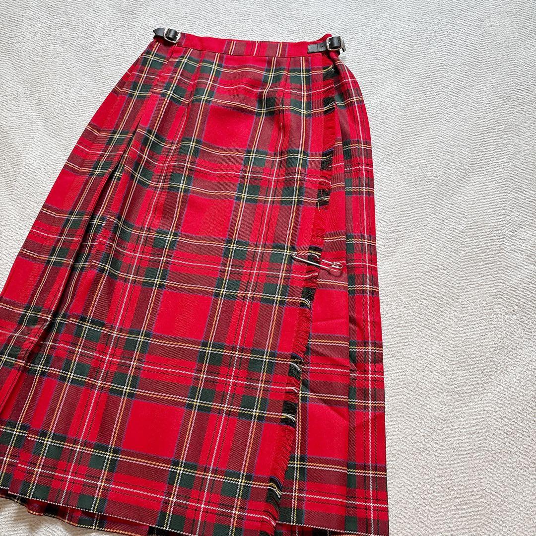 美品O’NEIL of DUBLIN タータンチェックラップスカートウール100