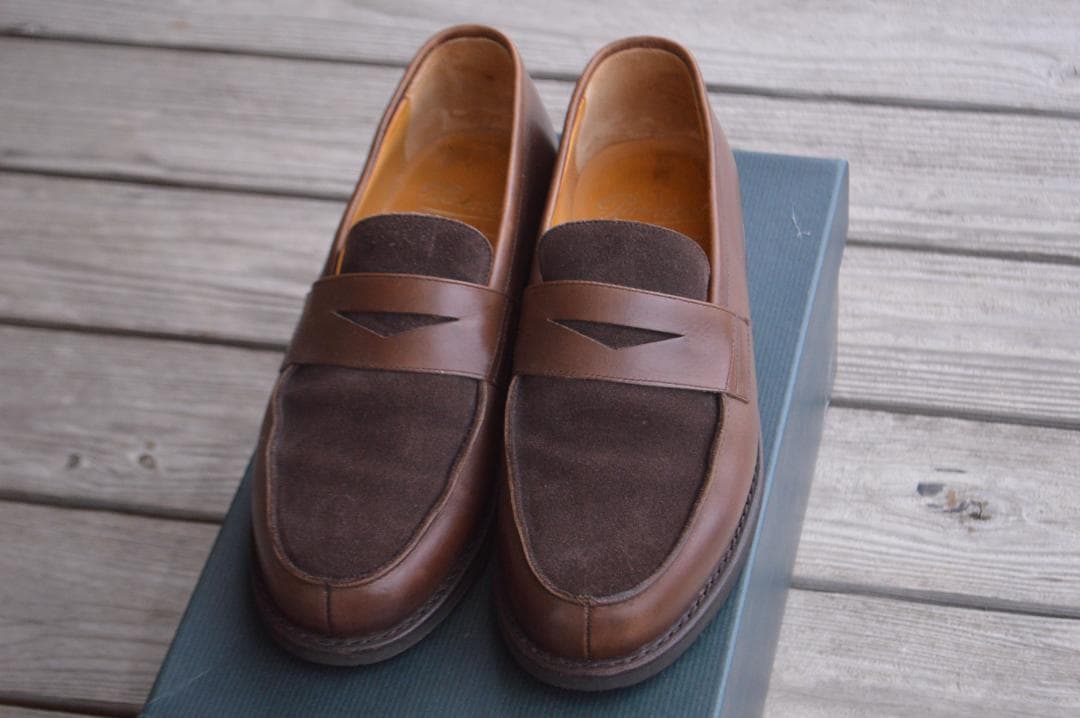 美品　PARABOOT　DAX　UK5　ダークブラウン　ローファー