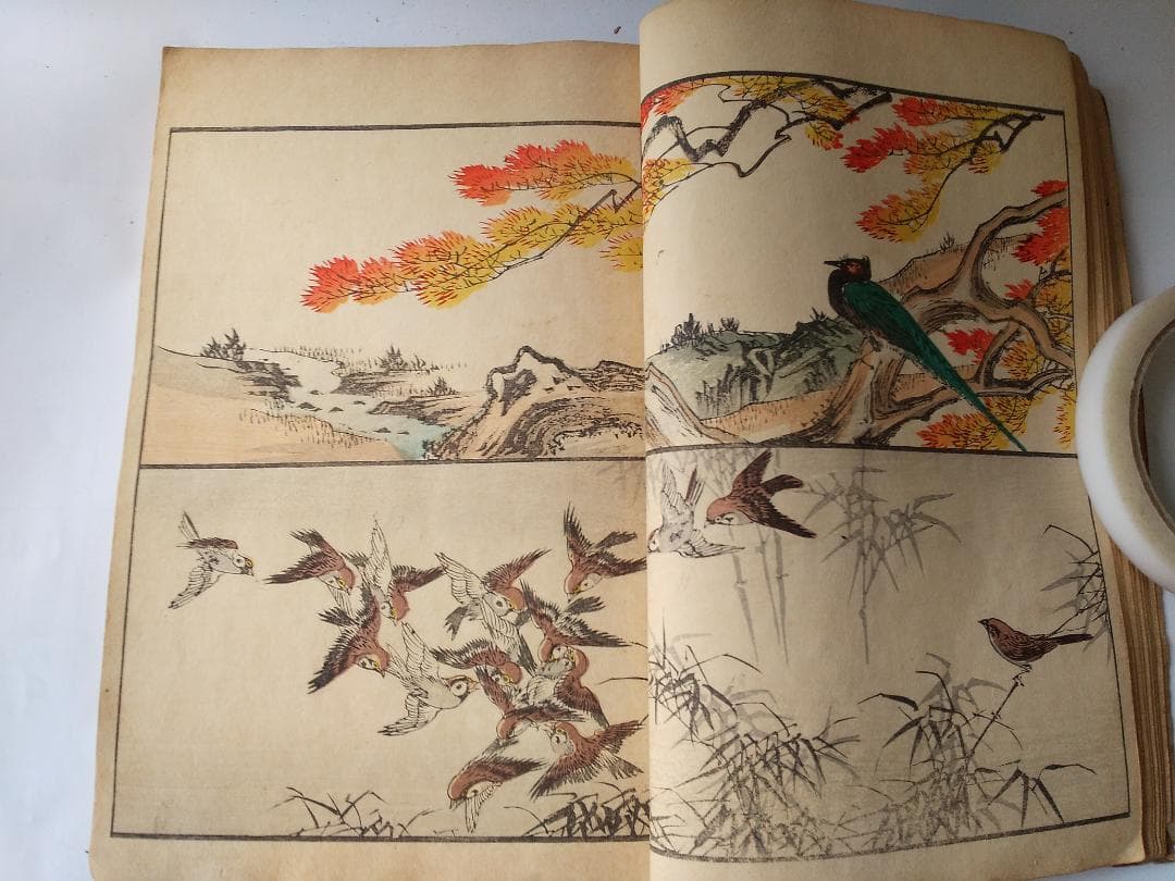 工藝新図 上下 2冊揃 田中幽峯 著 山田芸艸堂 明治二十五年 彩色木版刷 図案