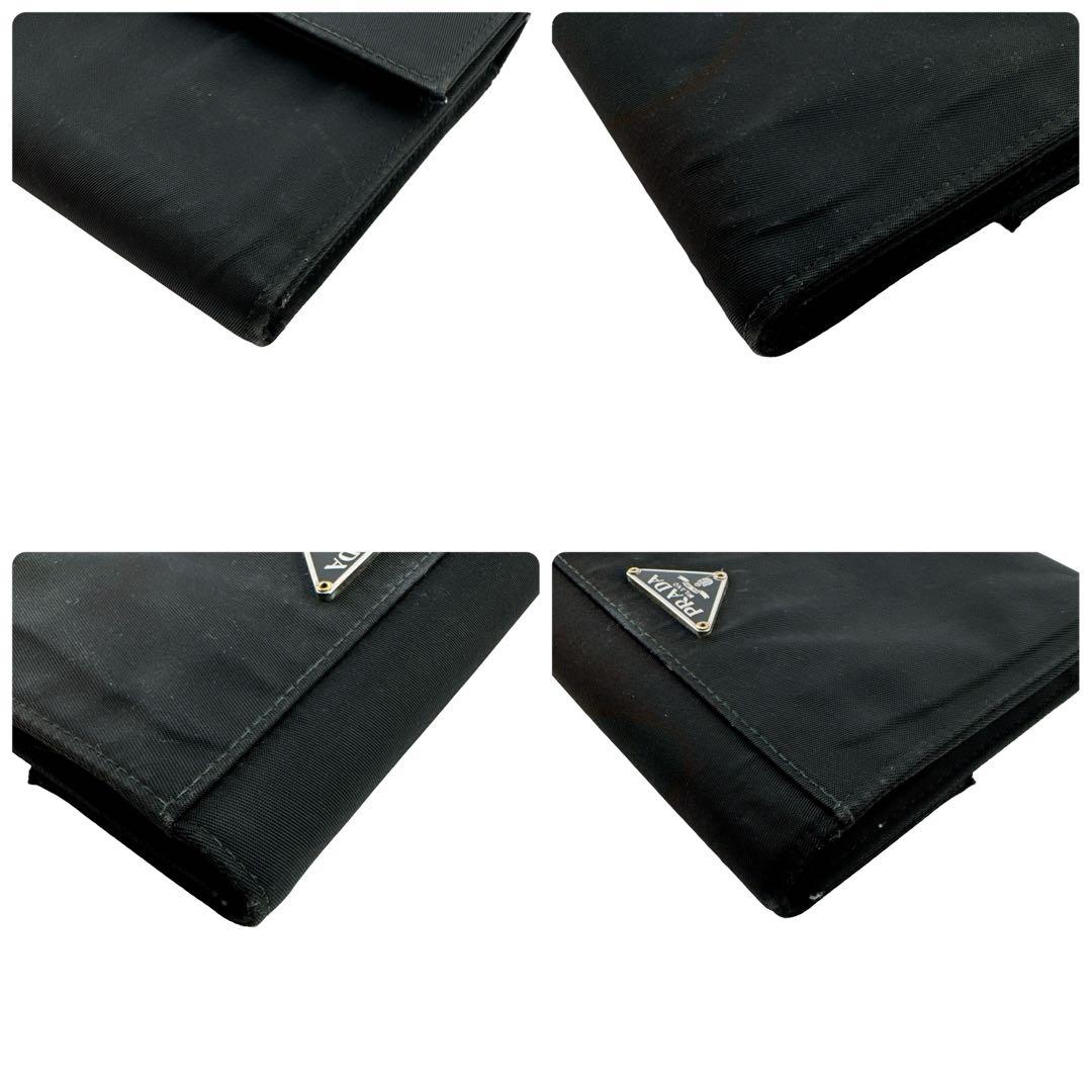 プラダ 三角ロゴプレート 三つ折り財布 ウォレット 小物 ナイロン ブラック