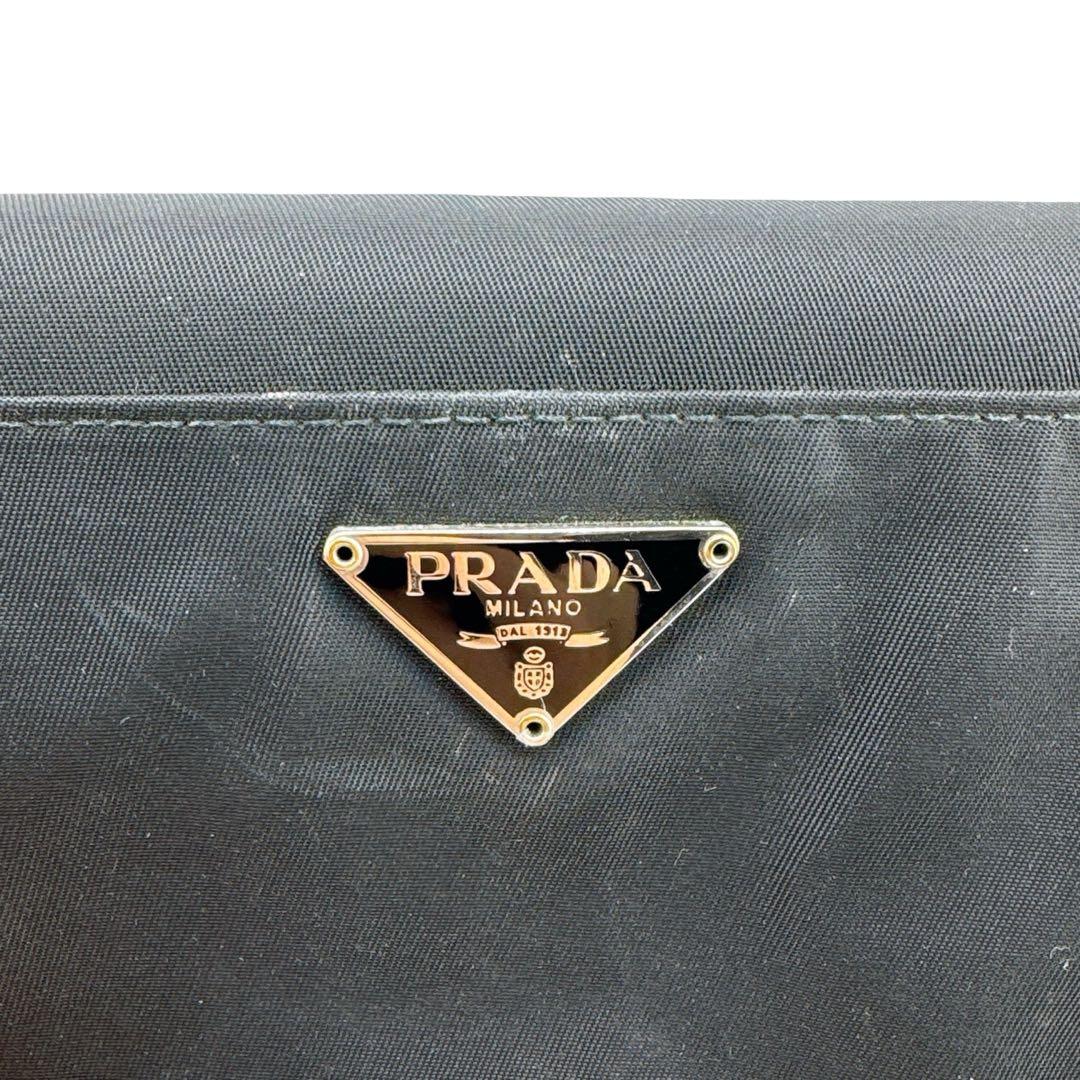 プラダ 三角ロゴプレート 三つ折り財布 ウォレット 小物 ナイロン ブラック