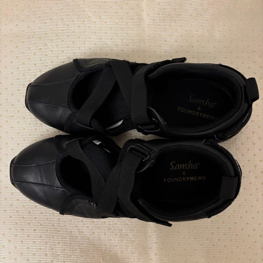 美品☆Foundrymews Zoe 10M 黒 牛革 バレエシューズ 黒