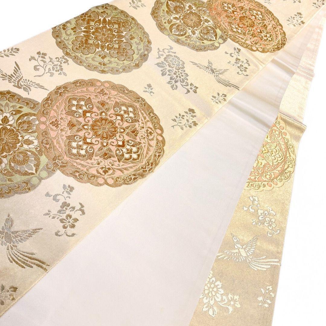 袋帯　唐織　花紋　華紋　鳳凰　花模様　金糸　着物　124b p ms.