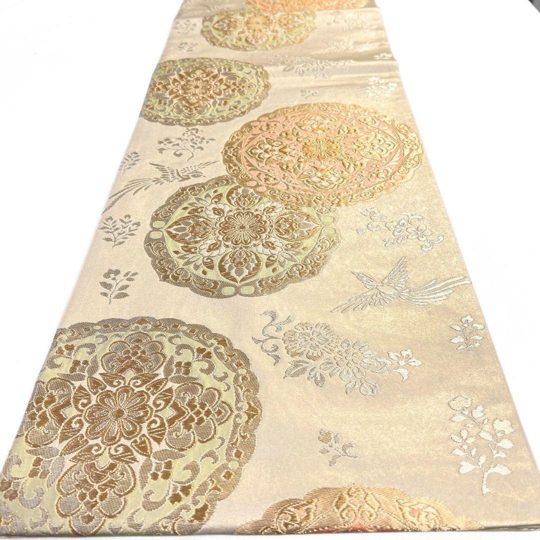 袋帯　唐織　花紋　華紋　鳳凰　花模様　金糸　着物　124b p ms.