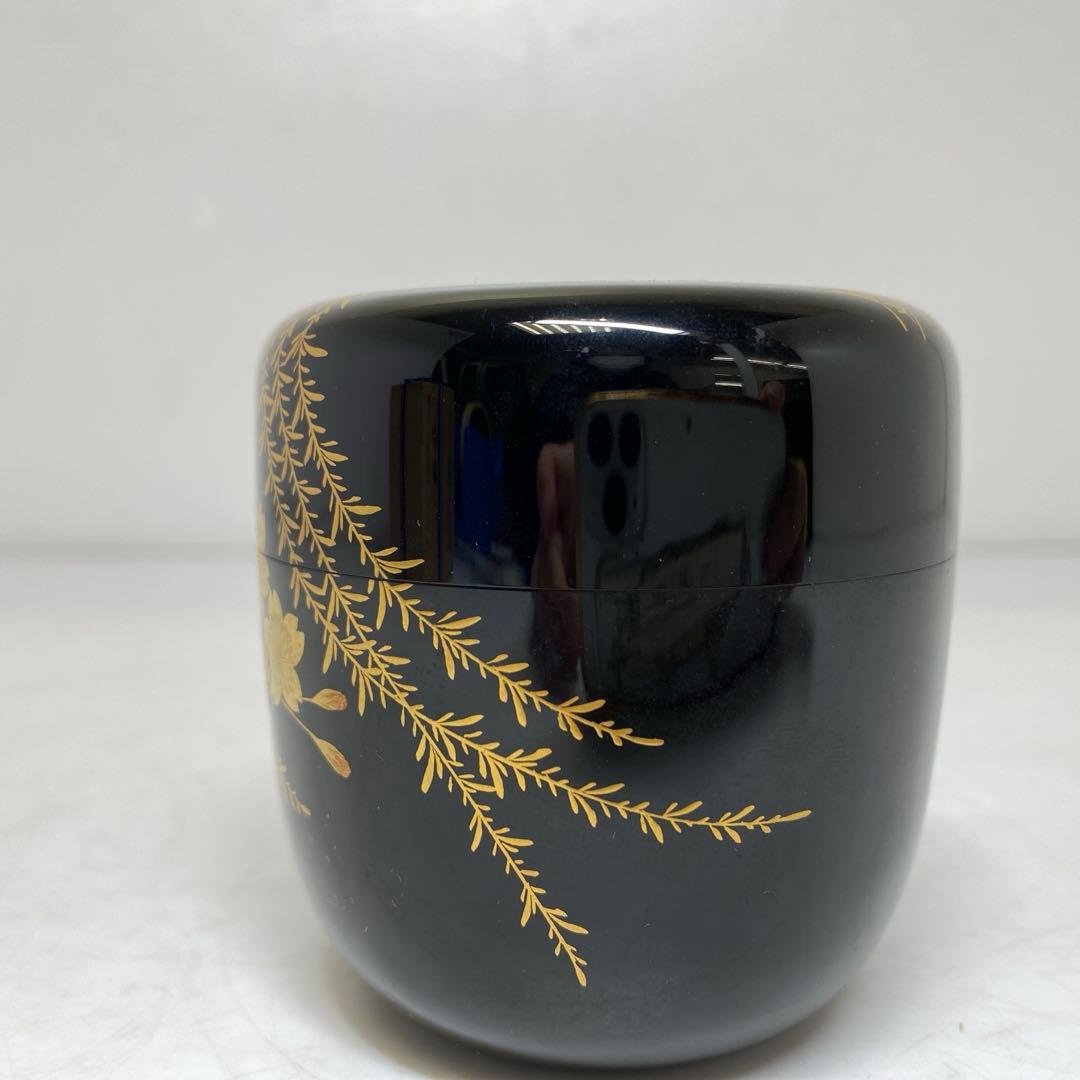 ☆2F 名工 吉田華正 蒔絵 なつめ 共箱 直径約6cm 東T8-0203