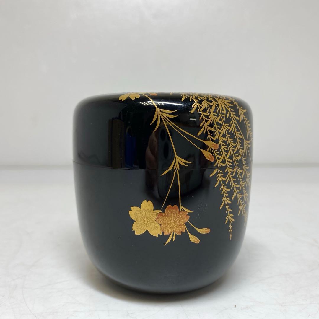 ☆2F 名工 吉田華正 蒔絵 なつめ 共箱 直径約6cm 東T8-0203