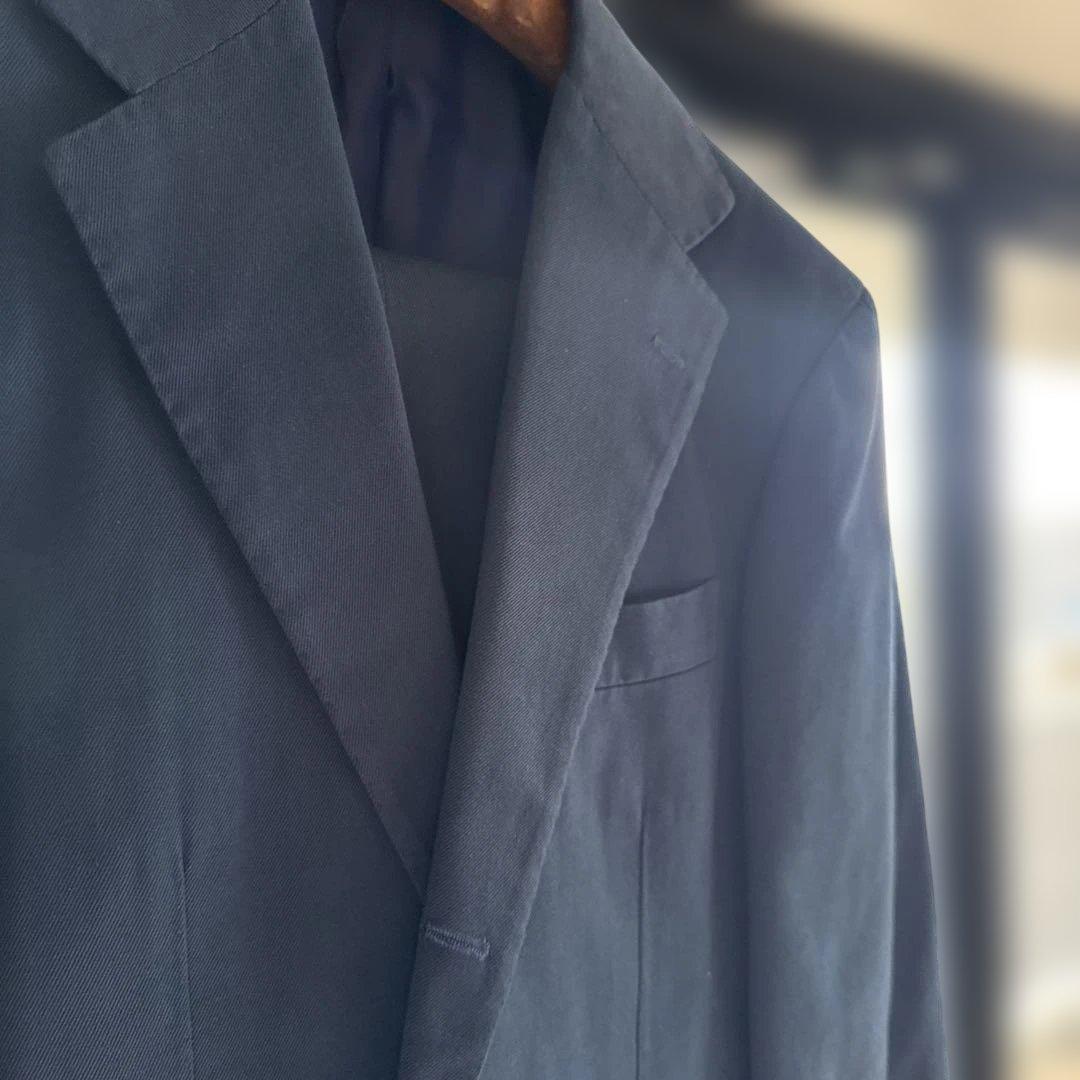 【新品】リングヂャケットマイスター　ネイビーコットンスーツ 48