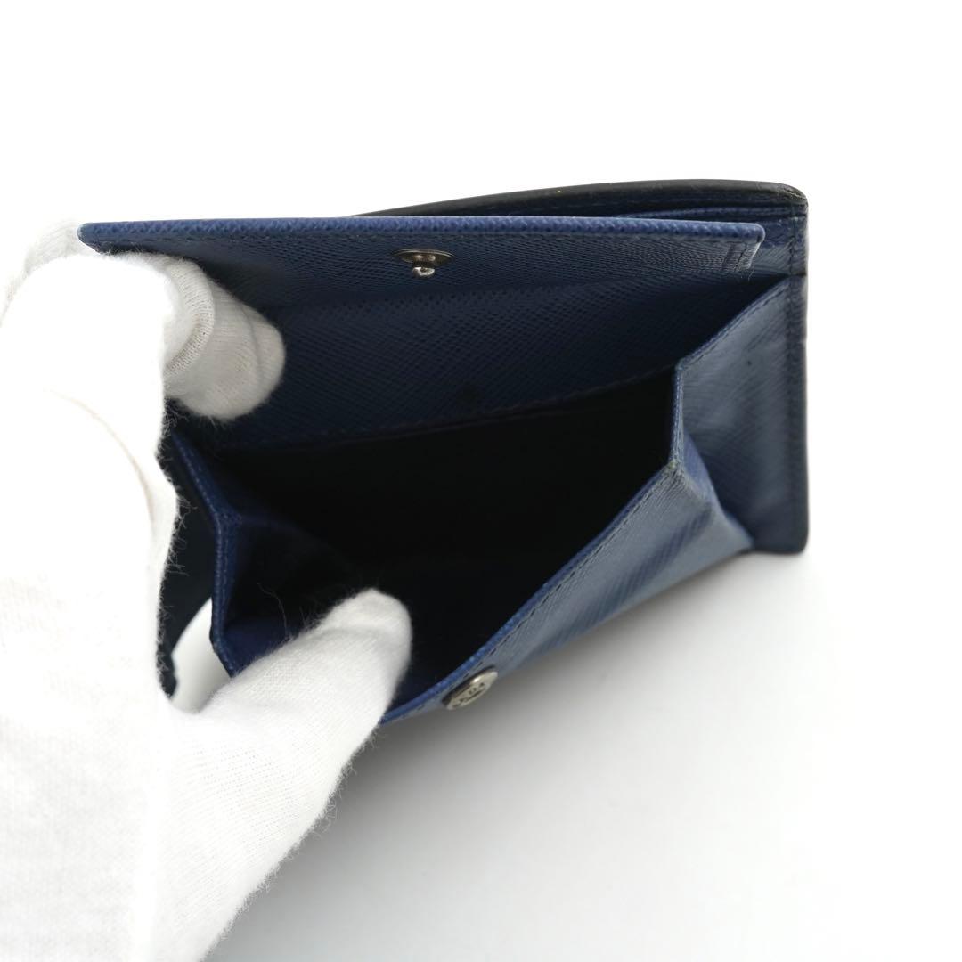 ✨極美品・箱保証書付き✨　PRADA 二つ折り　サフィアーノレザー　ストライプ