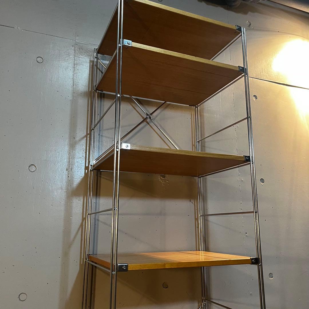 ゆりん★無印 ステンレスユニットシェルフ・タモ材棚セット・棚板６枚